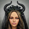 ram horns, horns, horns headband, goth wedding, gothic wedding, devil horns, devil bride, black veil