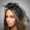halloween headpiece, halloween decor, Witch hat hanging spiders with veil and feathers, witch's hat, halloween costume hat, halloween hat, halloween witch costume and hat.