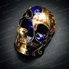 halloween full face skull mask, skull masquerade mask, full head mask, venetian skull mask, skeleton costume mask, scary halloween mask, black gold mask, football mask