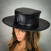 steampunk hat, plague doctor hat, plague doctor costume hat, flat top hat, top hat, flat hat, leather hat