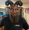 goat ram horns, goat mask, animal mask, ram mask, halloween mask, devil masquerade mask, devil costume, devil horns, costume mask, scary devil mask, cosplay horns, cosplay costumes, cosplay ram horns, jesters horns, cosplayers, comic con costumes, comic con. copper goat mask. copper ram mask.