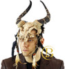 Scary Wendigo Deer Skull Horror Halloween Masquerade Mask Monster Beast Elk Deer Skull Horns, Adult Halloween Wendigo Pagan Costume Deer Skull Skeleton Mask Feather Headdress Tan Natural 