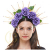 Purple roses flower crown, Day of the dead headband, day of the dead headpiece, Day of the dead mask designs, day of the dead mask, day of the dead masquerade masks, day of the dead, day of the dead party masks. 