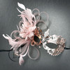 Rose Gold Prom Masquerade Masks Masquerade Prom Mask White Feathers, Luxury Headdress Feather Masquerade Ball Mask, Feather Fascinator