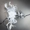 Silver White Wedding Prom Masquerade Masks Masquerade Mask White Feathers, Luxury Headdress Feather Masquerade Ball Mask, Feather Fascinator