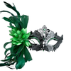 Luxe Green Masquerade Masks Black Masquerade Mask Green Feathers, Luxury Headdress Feather Masquerade Ball Masks, Feather Fascinator, Black