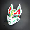 Green Japanese Kitsune Fox Mask Cosplay LED Light Up Masquerade Mask Halloween Costume Animal Mask