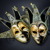 Jester Joker Mask Mardi Gras Masquerade Mask, Jester Mask, Masquerade Mask, Mardi Gras Mask, Venetian Mask Silk Floral Embroidery and Bells