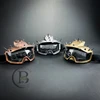 Steampunk Ski Mask Visor Masquerade Mask for Men and Women Steampunk Costume Cosplay Halloween Spikes Mask Gold
