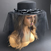 Top Hat Black Hat with Veil and Black Roses 