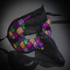 The Zanni Mask | Plague Doctor Masquerade Checkers Purple M1032