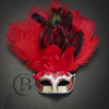red feather mask, red feather masquerade mask, masquerade wedding, wedding masquerade masks, feather mask, halloween party masks, mardi gras masks, Party masks, masquerade masks, elegant masquerade masks, prom masquerade masks, masquerade masks for men.