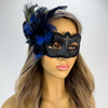 blue feather masquerade mask