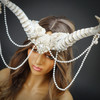 white fairy ram mask cosplay costume ram horns, voodoo mask, cosplay horns, ram horns mask, horns masquerade mask, ram horns mask, ram horns, fairy ram horns, devil horns, halloween devil costume horns, fairy ram horns, Magical Ram Skull Horns Headpiece Masquerade Mask Devil Fairy Headband Halloween Cosplay Voodoo