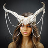 white fairy ram mask cosplay costume ram horns, voodoo mask, cosplay horns, ram horns mask, horns masquerade mask, ram horns mask, ram horns, fairy ram horns, devil horns, halloween devil costume horns, fairy ram horns, Magical Ram Skull Horns Headpiece Masquerade Mask Devil Fairy Headband Halloween Cosplay Voodoo