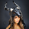 black goat pagan ram horns voodoo mask, cosplay horns, ram horns mask, horns masquerade mask, ram horns mask, ram horns, fairy ram horns, devil horns, halloween devil costume horns, fairy ram horns, Magical Ram Skull Horns Headpiece Masquerade Mask Devil Fairy Headband Halloween Cosplay Voodoo