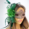 green and pink masquerade mask