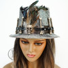 Skull Hat Voodoo Skull Steampunk Costume Hat Burning Man Hat Tribal Gray