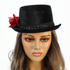 black venetian hat with red rose