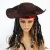 Pirate Costume Hat with Braids Brown Hat with Red Details
