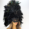 Black venetian masquerade mask, baroque masquerade mask, carnival masquerade mask, carnival feather mask, large mardi gras masquerade mask, purple feather masquerade mask, feather masquerade ball mask, carnival masquerade mask, luxury masquerade mask, 
