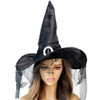 halloween costume witch hats with veil and brooch