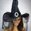 halloween costume witch hats with veil and brooch