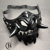 Japanese Oni Samurai Mask Costume Devil Mask Half Face Japanese Warrior Mask Ghost Warrior Character Masks Novelty Halloween Party Cosplay Costume Cool Halloween Cosplay Prop for Boys Girls Adults Kids Party Accessory 