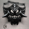 Japanese Oni Samurai Mask Costume Devil Mask Half Face Japanese Warrior Mask Ghost Warrior Character Masks Novelty Halloween Party Cosplay Costume Cool Halloween Cosplay Prop for Boys Girls Adults Kids Party Accessory 