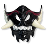 LED Japanese Samurai Oni Light Up Mask Devil Warrior Ghost Mask Cosplay Masquerade Mask Jaw Teeth Skull Mouth White