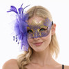 Venetian Masquerade Mask for Women Feather & Flower Mardi Gras Party Mask