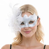 Venetian Masquerade Mask for Women Feather & Flower Mardi Gras Party Mask