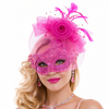 Lace Masquerade Mask with Feather Fascinator Elegant Venetian Party Eye Mask for Women Halloween Ball & Formal Events