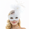 Lace Masquerade Mask with Feather Fascinator Elegant Venetian Party Eye Mask for Women Halloween Ball & Formal Events