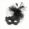 Lace Masquerade Mask with Feather Fascinator Elegant Venetian Party Eye Mask for Women Halloween Ball & Formal Events