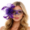 Feather Lace Masquerade Mask for Women Elegant Venetian Eye Mask