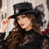 Women’s Steampunk Gothic Top Hat with Goggles, Feather & Tulle – Victorian Cosplay Halloween Costume Hat
