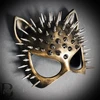 GOLD CAT HALLOWEEN MASQUERADE FACE MASK COSTUME COSPLAY STEAMPUNK SPIKES
