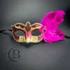 Pink Gold Feather Masquerade Masks, Masquerade Mask, Gold and Black Masquerade Ball Mask, Venetian Mardi Gras Mask