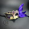 Purple Gold Feather Masquerade Masks, Masquerade Mask, Gold and Black Masquerade Ball Mask, Venetian Mardi Gras Mask