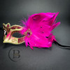 Pink Gold Feather Masquerade Masks, Masquerade Mask, Gold and Black Masquerade Ball Mask, Venetian Mardi Gras Mask