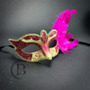 Pink Gold Feather Masquerade Masks, Masquerade Mask, Gold and Black Masquerade Ball Mask, Venetian Mardi Gras Mask