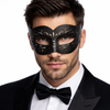 Black Venetian Masquerade Mask for Men – Classic Carnival Costume Accessory