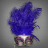 Handheld Stick Mask | Feather Masquerade Mask M6150 Purple