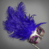 Handheld Stick Mask | Feather Masquerade Mask M6150 Purple