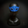 Blue laser cut masquerade, female masquerade masks, filigree metal masquerade ball mask