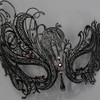 Masquerade Mask Swan Black M7139 (purple gems)