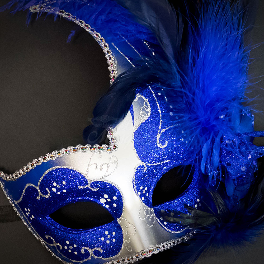 Elegant Masquerade Masks with Feathers Blue Low Prices Top Brand