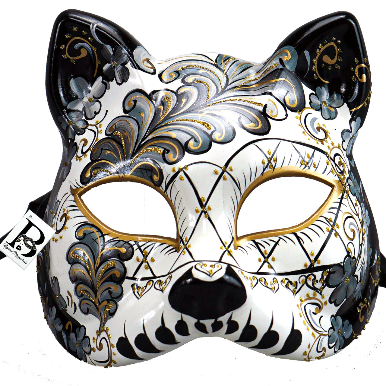 Gatto Cat Day of The Dead Mask | Dia de Los Muertos Masquerade Mask M9461 Blue by Beyond Masquerade