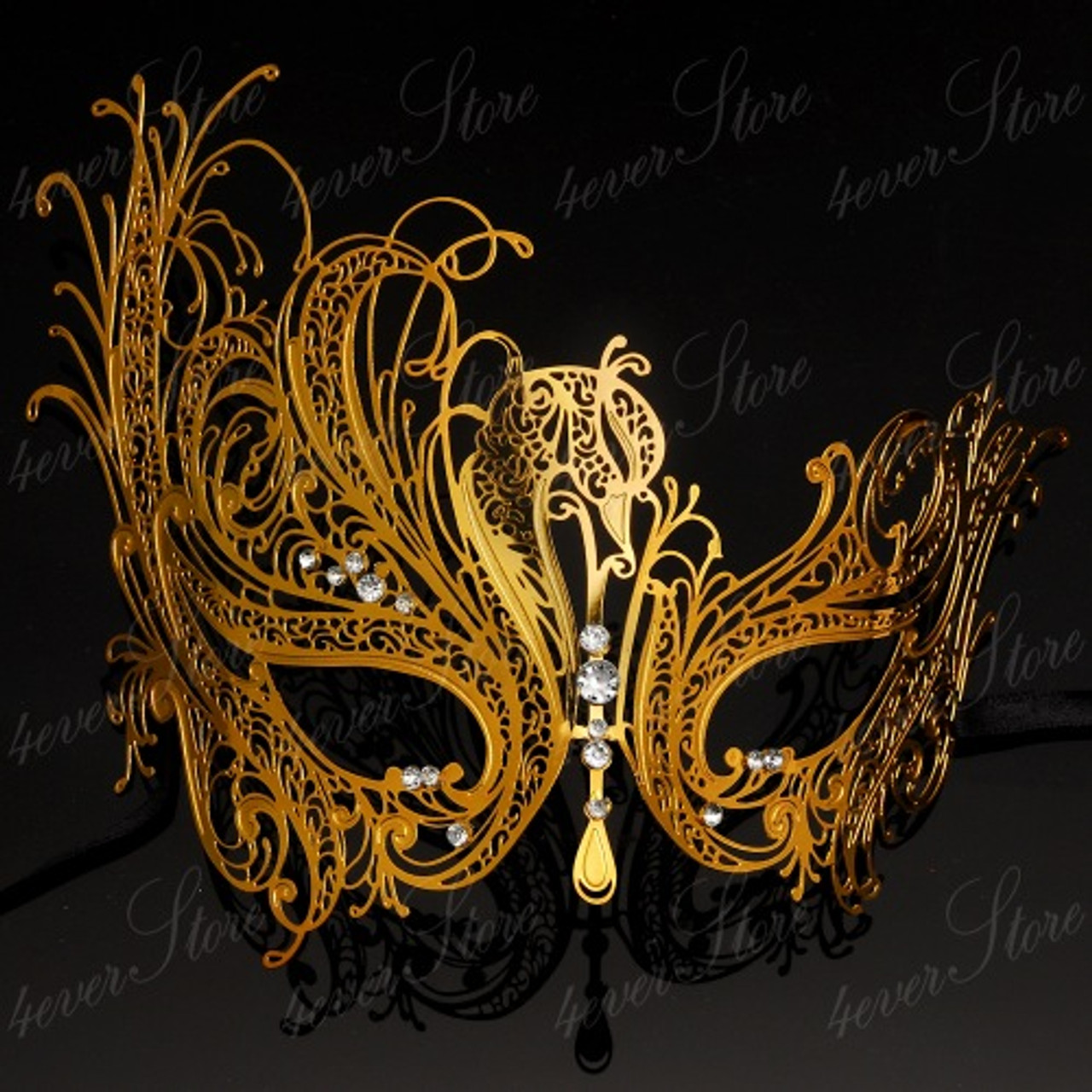 Masquerade Mask for Women | Elegant Swan Masquerade Mask Gold M7139